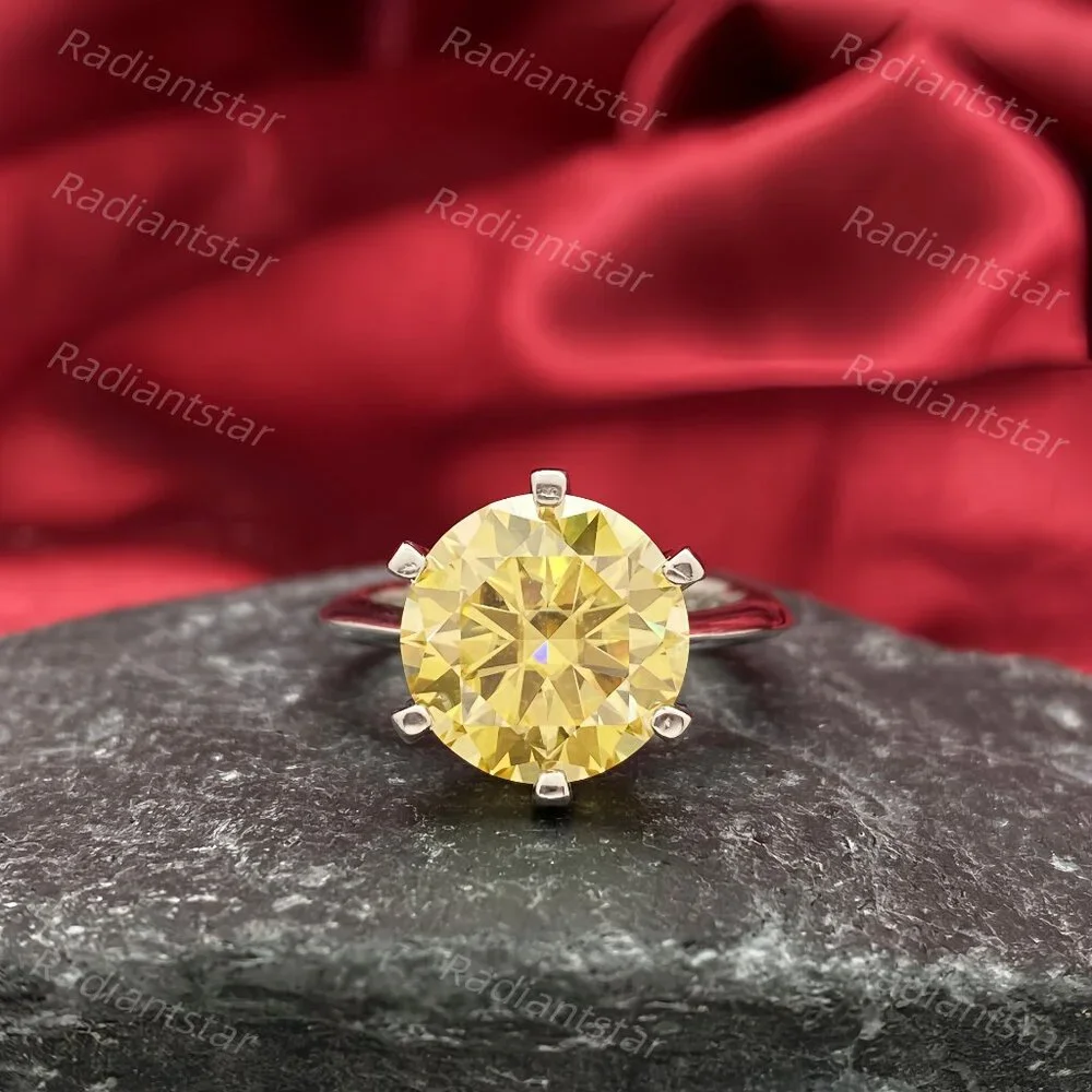 NEW Certified 5 ct. t.w. Lemon Yellow Moissanite Solitaire 6 Prong Ring